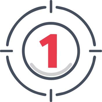 resumen número uno icono presentando un objetivo apuntar, enfocar, y Progreso indicador vector