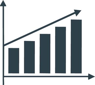 Bar graph showing upward trend with arrow indicating growth vector