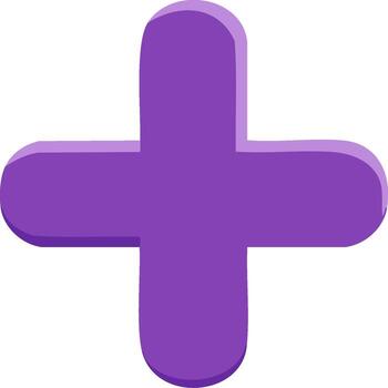 Three Dimensional Purple Plus Symbol Representing Addition and Positive Concepts vector