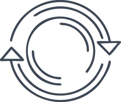 Recycling arrows in a loop illustrate process iteration, and the circulation of energy. vector