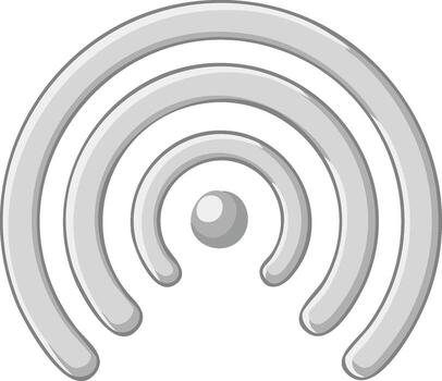 Stylized gray concentric circles radiating from a central sphere symbolizing wireless signal transmission vector