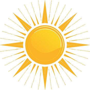 Radiant Golden Sun Graphic with Rays, Sharp Points, and Subtle Dotted Lines on White Background vector