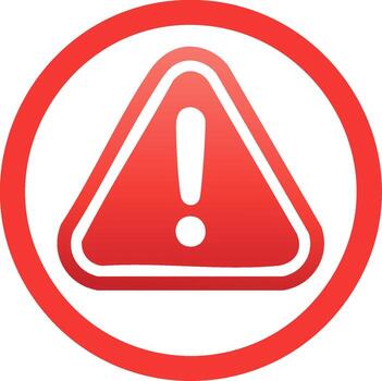 Red warning attention symbol with exclamation mark in triangle and circle icon vector