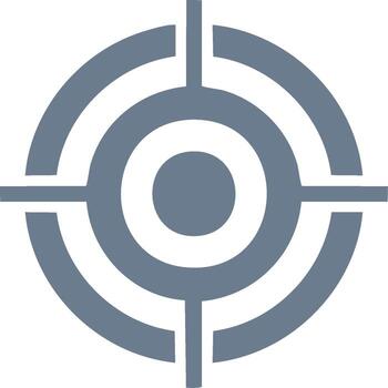 Abstract circular target symbol with intersecting lines for focus and aim vector