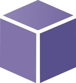 Abstract Purple Cube with Clean Geometric Lines and Sharp Angles vector