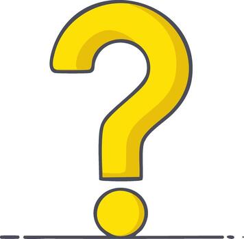 Yellow Question Mark Cartoon Style, Problem Solving, Confusion, Decision Making vector