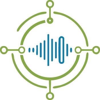 digital sonido ola icono con red conexiones representando audio tecnología y datos comunicación vector