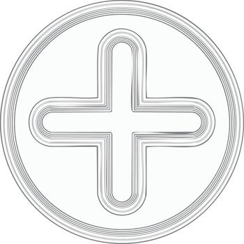 Abstract geometric outline symbol a plus sign inside a circle with layered lines vector