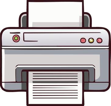 Modern office printer with paper output and input tray vector