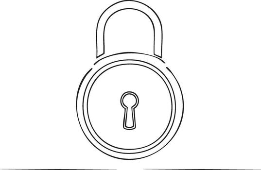 Simple hand-drawn padlock icon with a keyhole for security and protection concepts vector