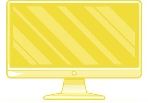Bright Yellow Computer Monitor Display Screen Flat Design Technology Icon vector