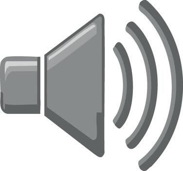 Grayscale speaker icon emitting sound waves for audio and multimedia interface design vector