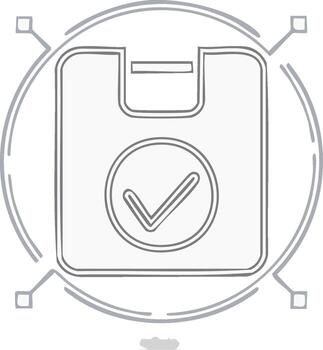 garabatear estilo documento archivo con cheque marca verificación y tecnología nodos vector