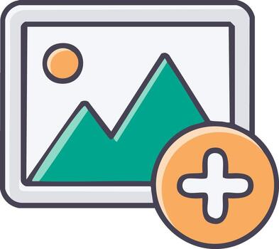 Adding Images Graphic with Plus Icon Landscape Scene in a frame vector