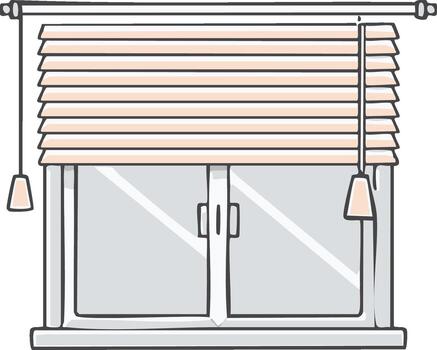 Window with closed horizontal blinds and a window sill vector
