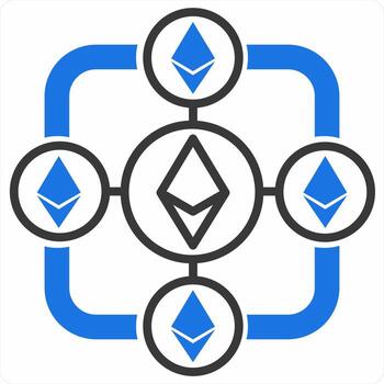 Ethereum Block Chain icon concept in blue color icon vector