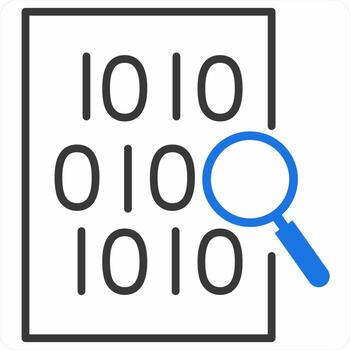 encontrar datos icono concepto en azul color icono vector