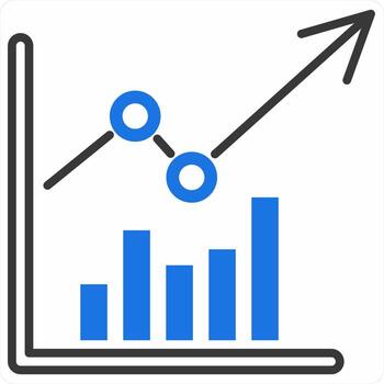 Graph Chart icon concept in blue color icon vector
