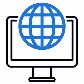 Web Browser icon concept in blue color icon vector