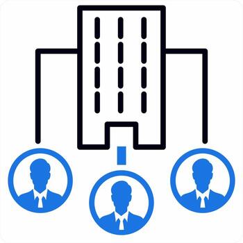 Office Structure icon concept in blue color icon vector