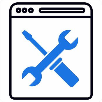 página web configuración icono concepto en azul color icono vector