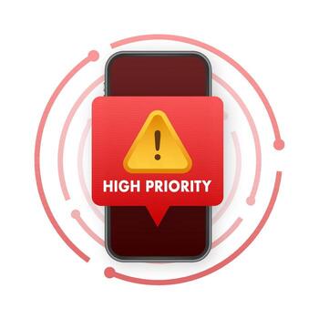 teléfono inteligente recepción alto prioridad notificación alerta mensaje advertencia vector