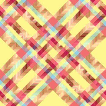 calentar y atractivo textil modelo presentando intersectando rayas en sombras de amarillo, rojo, y azul. versátil para antecedentes, diseños, o agregando acogedor textura. vector