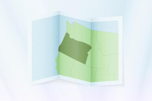 Oregon map, folded paper with Oregon map. vector