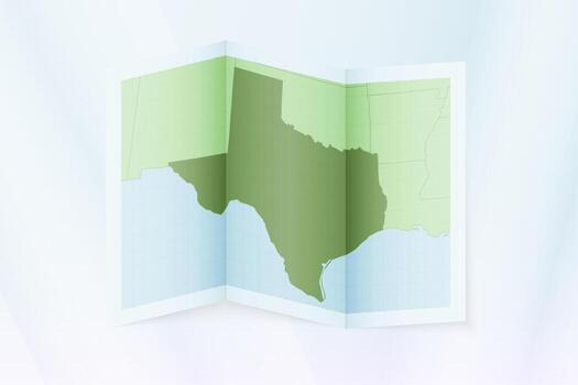Texas map, folded paper with Texas map. vector