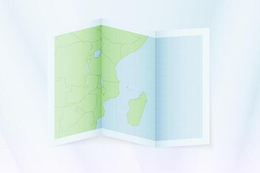 Comoros map, folded paper with Comoros map. vector