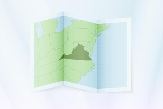 Virginia map, folded paper with Virginia map. vector
