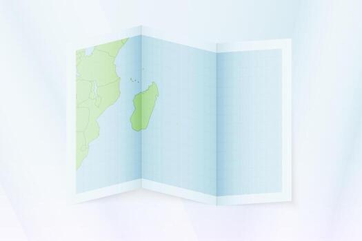 Mauritius map, folded paper with Mauritius map. vector