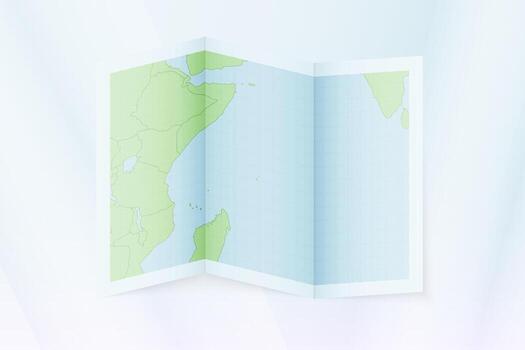 Seychelles map, folded paper with Seychelles map. vector