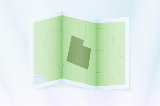 Utah map, folded paper with Utah map. vector
