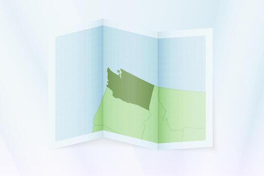 Washington map, folded paper with Washington map. vector