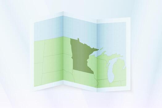 Minnesota map, folded paper with Minnesota map. vector