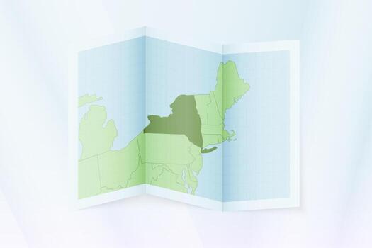 New York map, folded paper with New York map. vector