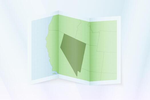 Nevada map, folded paper with Nevada map. vector