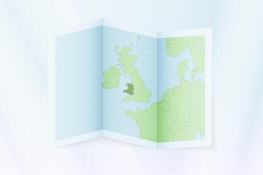 Wales map, folded paper with Wales map. vector
