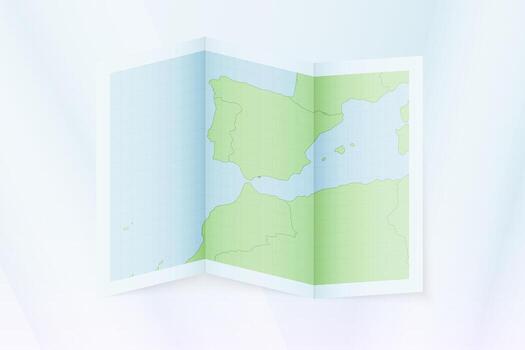Gibraltar map, folded paper with Gibraltar map. vector