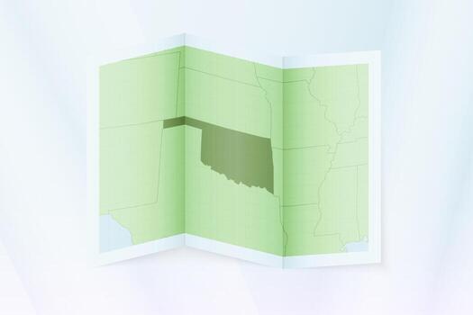 Oklahoma map, folded paper with Oklahoma map. vector