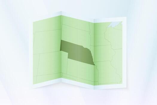 Nebraska map, folded paper with Nebraska map. vector