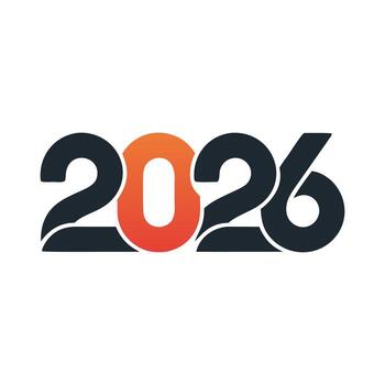 Bold modern 2026 number design with gradient orange highlight for New Year celebration, event branding, or future planning themes vector