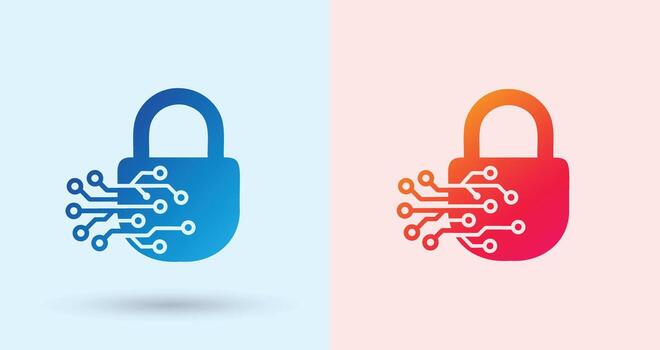 Padlock Circuit Security Logo For Cyber Tech Digital Branding Modern Minimal Clean Business Identity Design vector