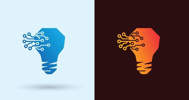 Light Bulb Circuit Idea Logo For Innovation Tech Digital Branding Modern Minimal Clean Identity Design vector