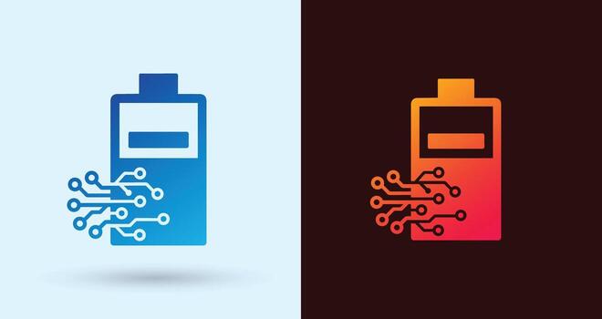 Battery Circuit Power Logo For Energy Tech Digital Branding Modern Minimal Clean Business Identity Design vector