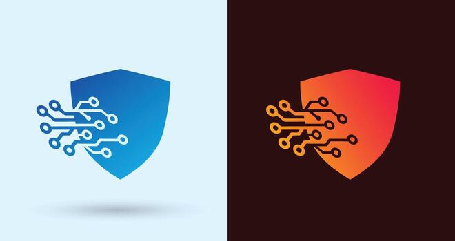 Shield Circuit Security Logo For Cyber Protection Digital Branding Modern Minimal Clean Business Identity Design vector
