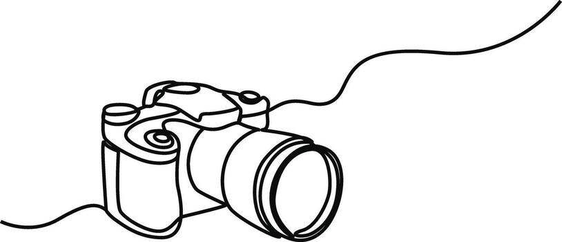 A Digital camera single Line art on a white background vector