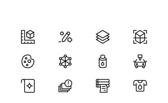 Offset and Digital Printing Line Icons designed with a clean, balanced, and minimal aesthetic for versatile creative uses. vector