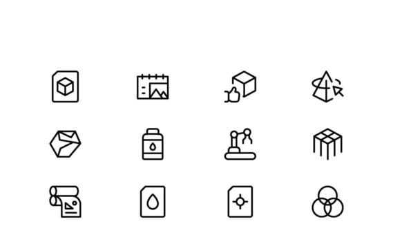 Printing Services Line Icon Collection featuring minimal, modern, and professional symbols for creative, branding, and digital projects. vector